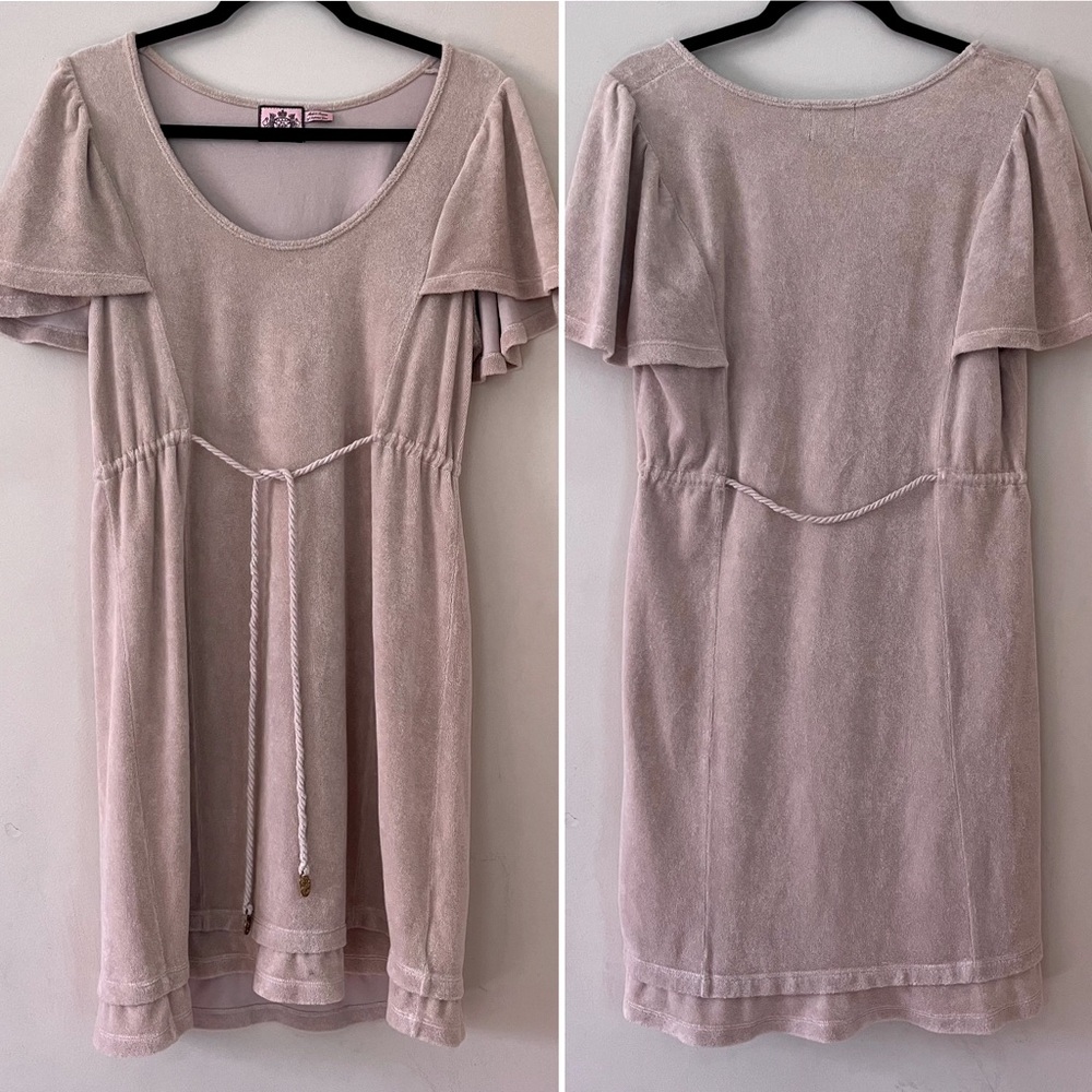 SOLD Y2K Juicy Couture Terry Cloth Drawstring Dress Flutter Sleeves Size Large